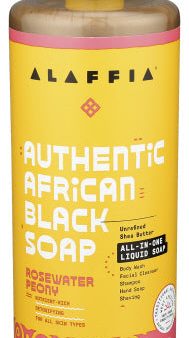 Alaffia - Rose Water Peony Authentic African Black Soap, 32 Oz For Discount