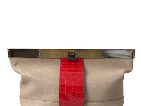 Balenciaga Two Tone Exotic Leather Women s Clutch Online Sale