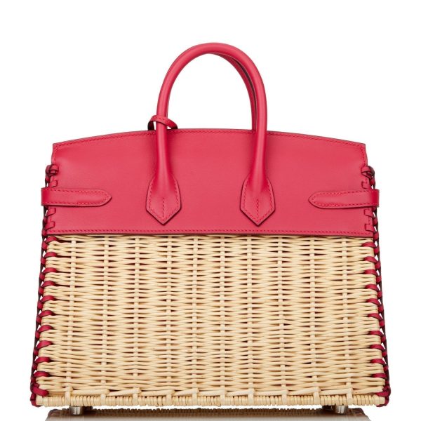 Hermes Picnic Sellier Birkin 25 Framboise Swift Palladium Hardware For Sale