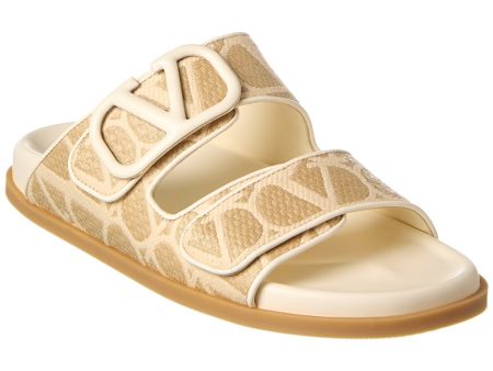 Valentino Vlogo Raffia & Leather Sandal Online Hot Sale