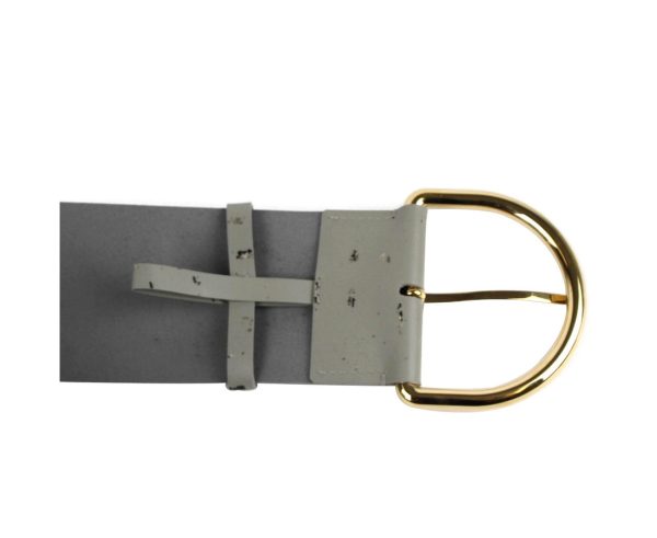 Balenciaga Women s Grey Linoleum Wide Belt Gold Hardware 493315 1444 (80   32) Supply