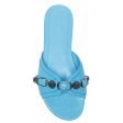 Balenciaga Women s  Cagole  Leather Sandal in Cyan Blue Supply