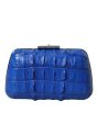 Balenciaga Electric Blue Crocodile Skin Women s Clutch Online Hot Sale