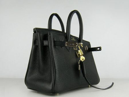 Hermes Birkin 25cm Handbag 6068 black golden For Sale