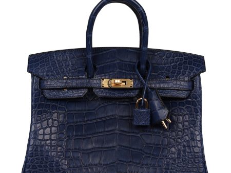 Hermes Birkin 25 Bleu Saphir Matte Alligator Gold Hardware Online now