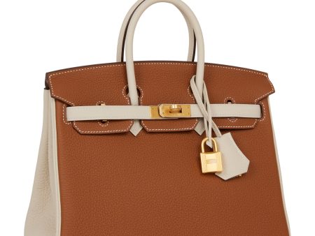 Hermes Special Order (HSS) Birkin 25 Gold and Craie Togo Brushed Gold Hardware Supply