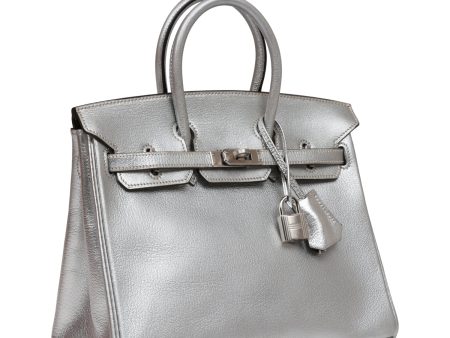 Hermes Birkin 25 Silver Metallic Chevre Palladium Hardware Supply