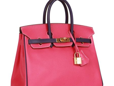 Hermes Special Order (HSS) Birkin 25 Rose Tyrien and Iris Epsom Gold Hardware Cheap