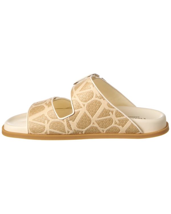 Valentino Vlogo Raffia & Leather Sandal Online Hot Sale