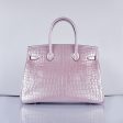 Hermes Birkin 35cm 6089 New Crocodile Vein Handbags Pink Silver Online now