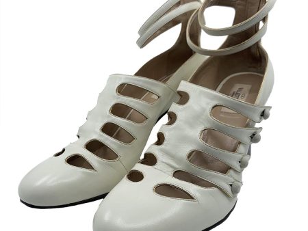 Valentino Women s Leather Ankle Strap Gladiator Heel Cream on Sale