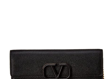 Valentino Vsling Small Grainy Leather Wallet On Chain For Cheap