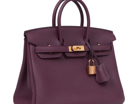 Hermes Birkin 25 Cassis Togo Gold Hardware For Sale