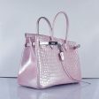 Hermes Birkin 35cm 6089 New Crocodile Vein Handbags Pink Silver Online now