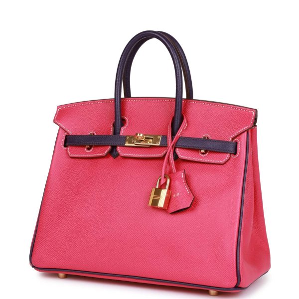 Hermes Special Order (HSS) Birkin 25 Rose Tyrien and Iris Epsom Gold Hardware Cheap