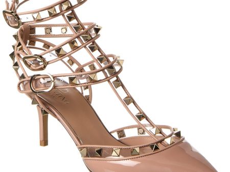 Valentino Rockstud Caged 65 Patent & Vinyl Ankle Strap Pump Online now