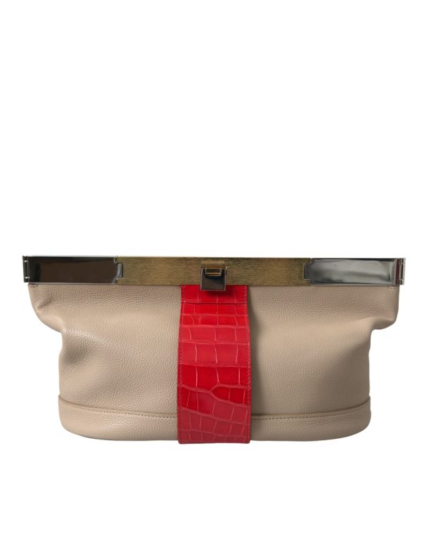 Balenciaga Two Tone Exotic Leather Women s Clutch Online Sale