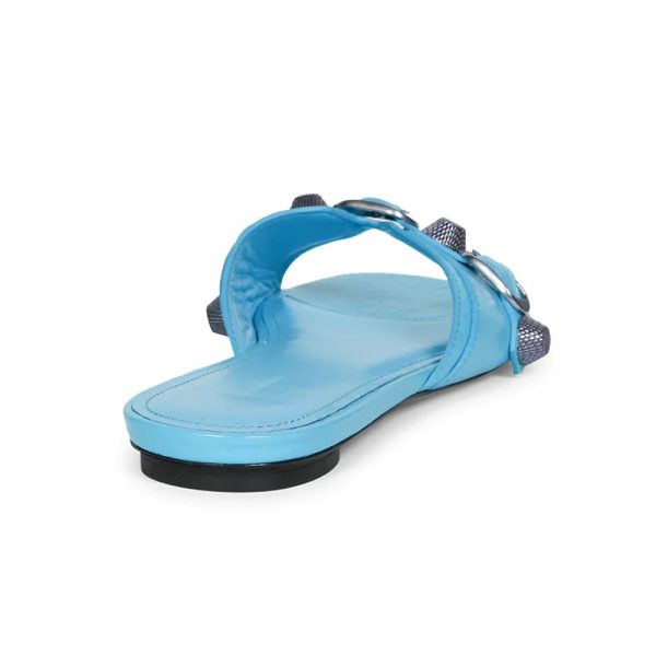 Balenciaga Women s  Cagole  Leather Sandal in Cyan Blue Supply