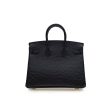 Hermes Birkin 25 Noir Ostrich Leather Gold Hardware Discount