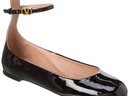 Valentino Tan Go Patent Flat on Sale