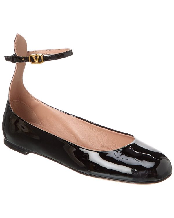 Valentino Tan Go Patent Flat on Sale