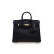 Hermes Birkin 25 Noir Ostrich Leather Gold Hardware Discount