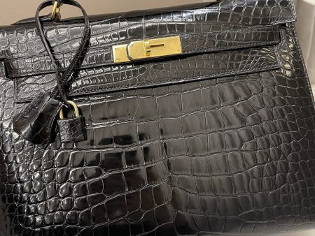 Hermes Kelly Sellier 32 Black Alligator Sale