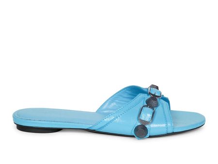 Balenciaga Women s  Cagole  Leather Sandal in Cyan Blue Supply