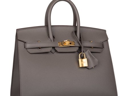 Hermes Birkin Sellier 25 Etain Epsom Gold Hardware Sale