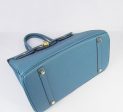 Hermes Birkin 35cm Cattle Skin Vein Handbags Blue Golden Online now