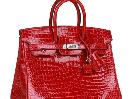 Hermes Special Order (HSS) Birkin 25 Braise Shiny Porosus Crocodile Palladium Hardware Online