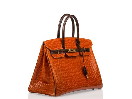 Hermes Birkin 35 - Orange Brown - Shiny Porous Crocodile Fashion