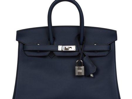 Hermes Birkin 25 Bleu Navy Swift Palladium Hardware Hot on Sale