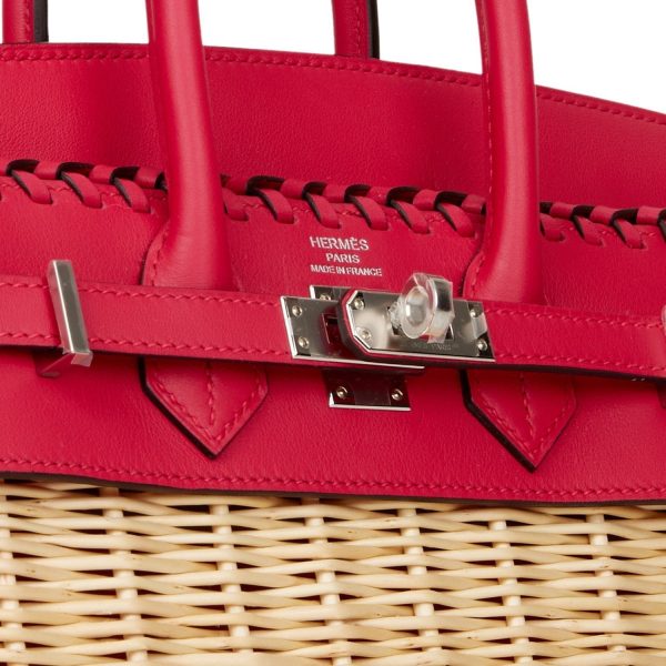 Hermes Picnic Sellier Birkin 25 Framboise Swift Palladium Hardware For Sale