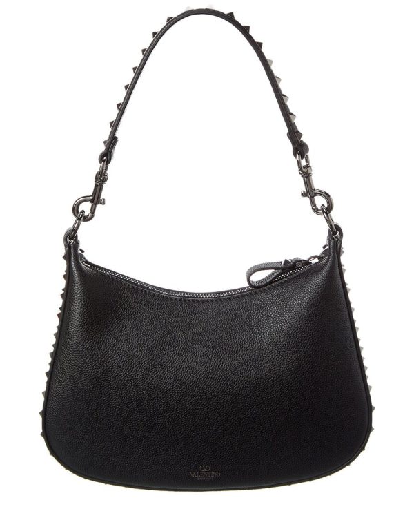 Valentino Rockstud Grainy Leather Hobo Bag on Sale