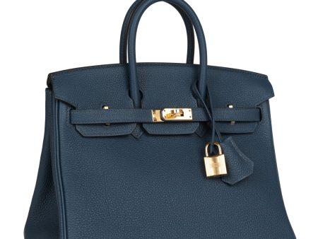 Hermes Birkin 25 Bleu De Prusse Togo Gold Hardware Hot on Sale