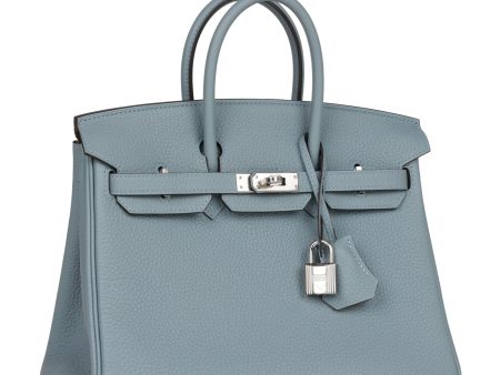 Hermes Birkin 25 Bleu Lin Verso Togo Palladium Hardware Online Sale