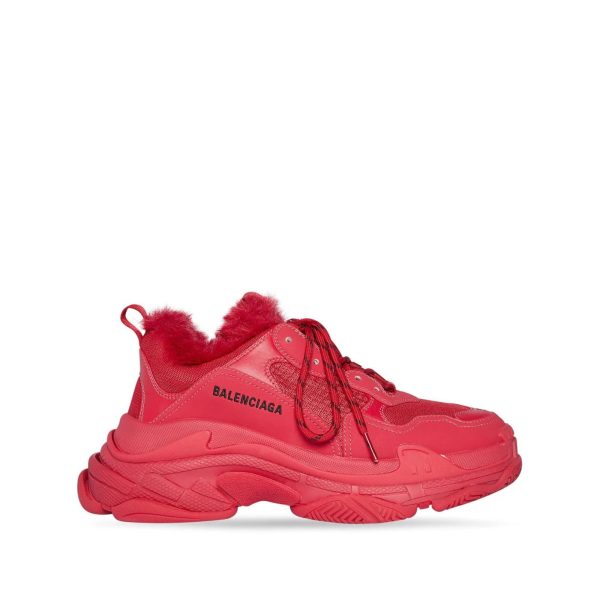 Balenciaga Triple S Fur Sneakers Fashion