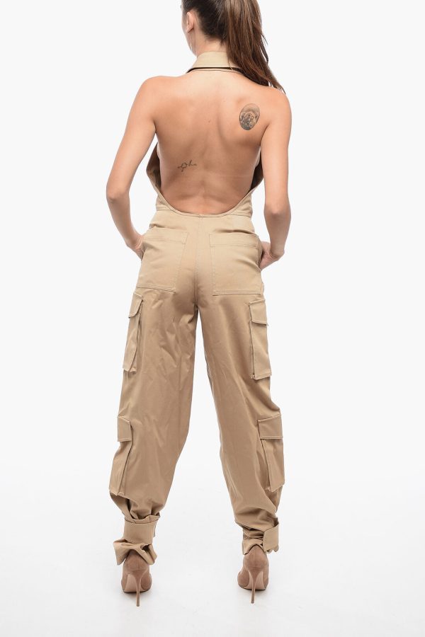 Valentino Open-back Cargo Jumpsuit with Applicated Logo 40 Italian size Online Hot Sale