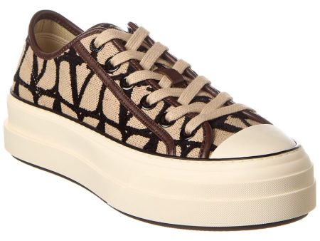 Valentino Totaloop Xl Toile Iconographe Canvas & Leather Sneaker For Discount