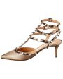 Valentino Rockstud Caged 65 Metallic Leather Ankle Strap Pump Sale