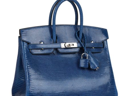 Hermes Birkin 25 Bleu Saphir Lizard Palladium Hardware on Sale