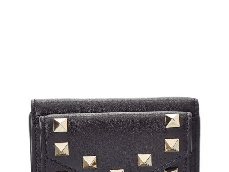 Valentino Rockstud Small Leather French Wallet Cheap