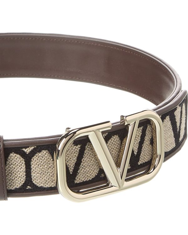 Valentino Vlogo 40Mm Toile Iconographe Canvas & Leather Belt Online Sale