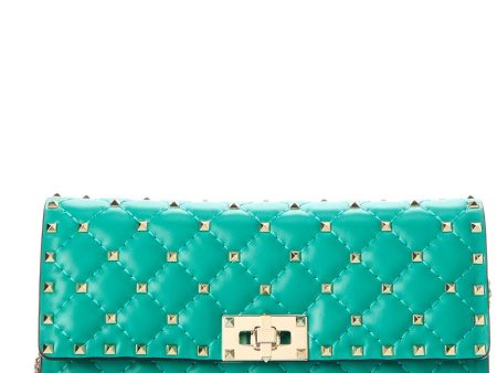 Valentino Rockstud Spike Leather Wallet On Chain Supply