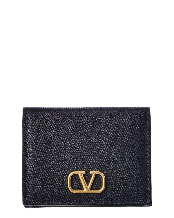 Valentino Vlogo Signature Grainy Leather Card Case Discount