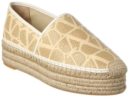 Valentino Vlogo Toile Iconographe Canvas & Leather Platform Espadrille Hot on Sale