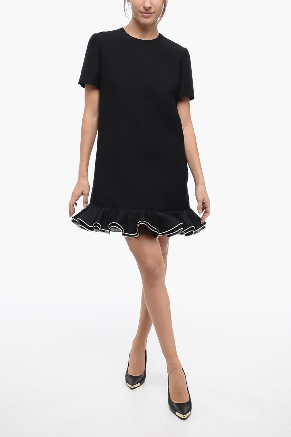 Valentino Silk Blend Tee Dress with Ruffled Bottom 44 Italian size For Cheap