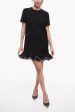 Valentino Silk Blend Tee Dress with Ruffled Bottom 44 Italian size For Cheap