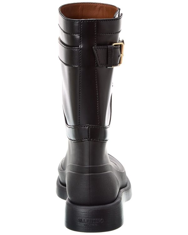 Valentino Vlogo Rubber & Leather Rain Boot Supply